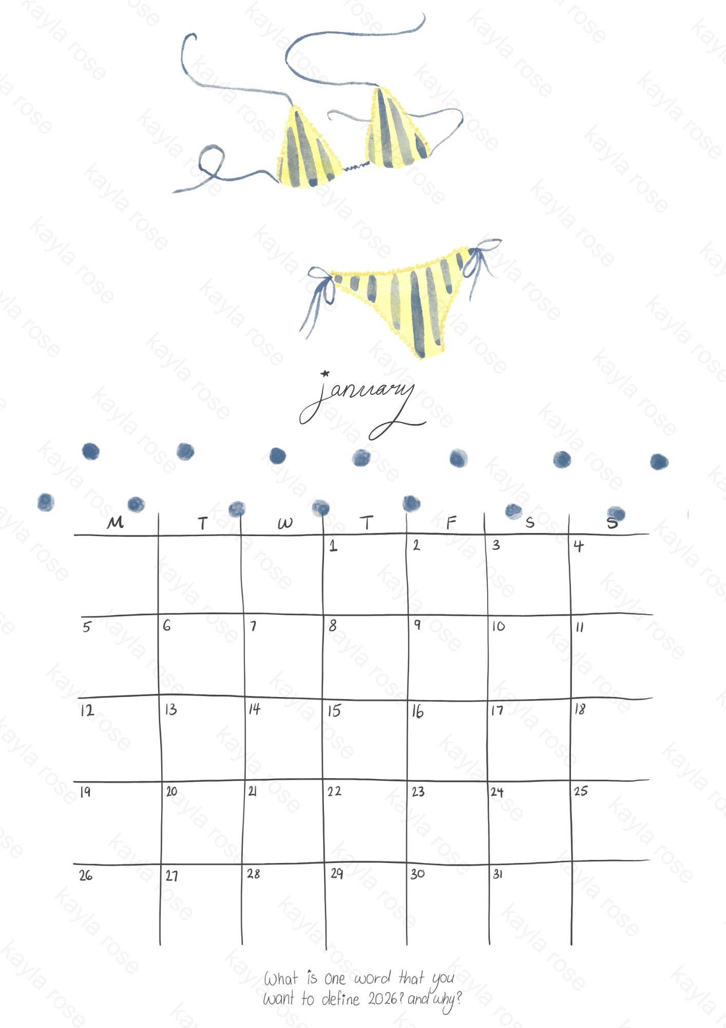 2026 Daydreamer Calendar ✷PRINTABLE✷
